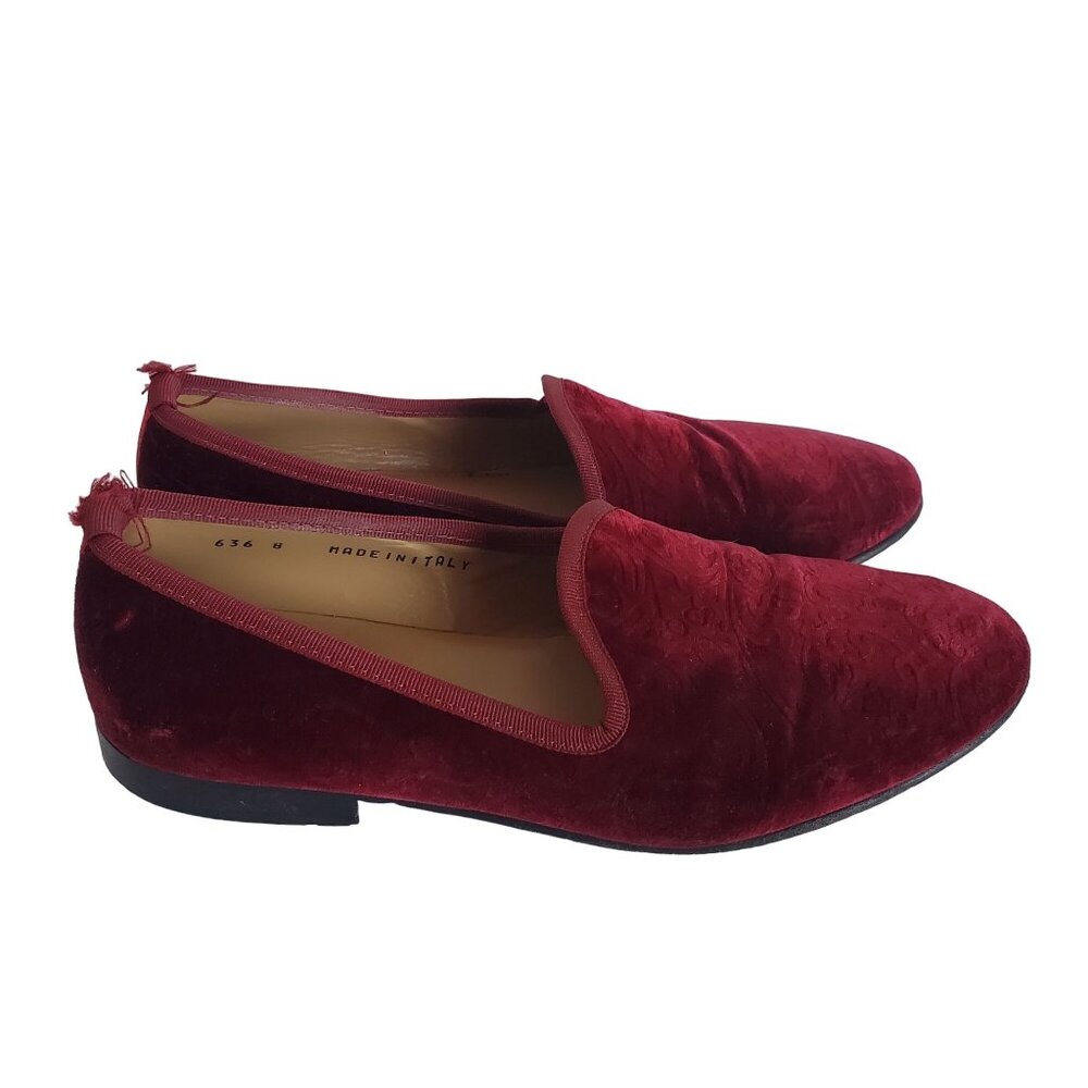 Del Toro Merlot Red Velvet Loafer Slippers Men's 8